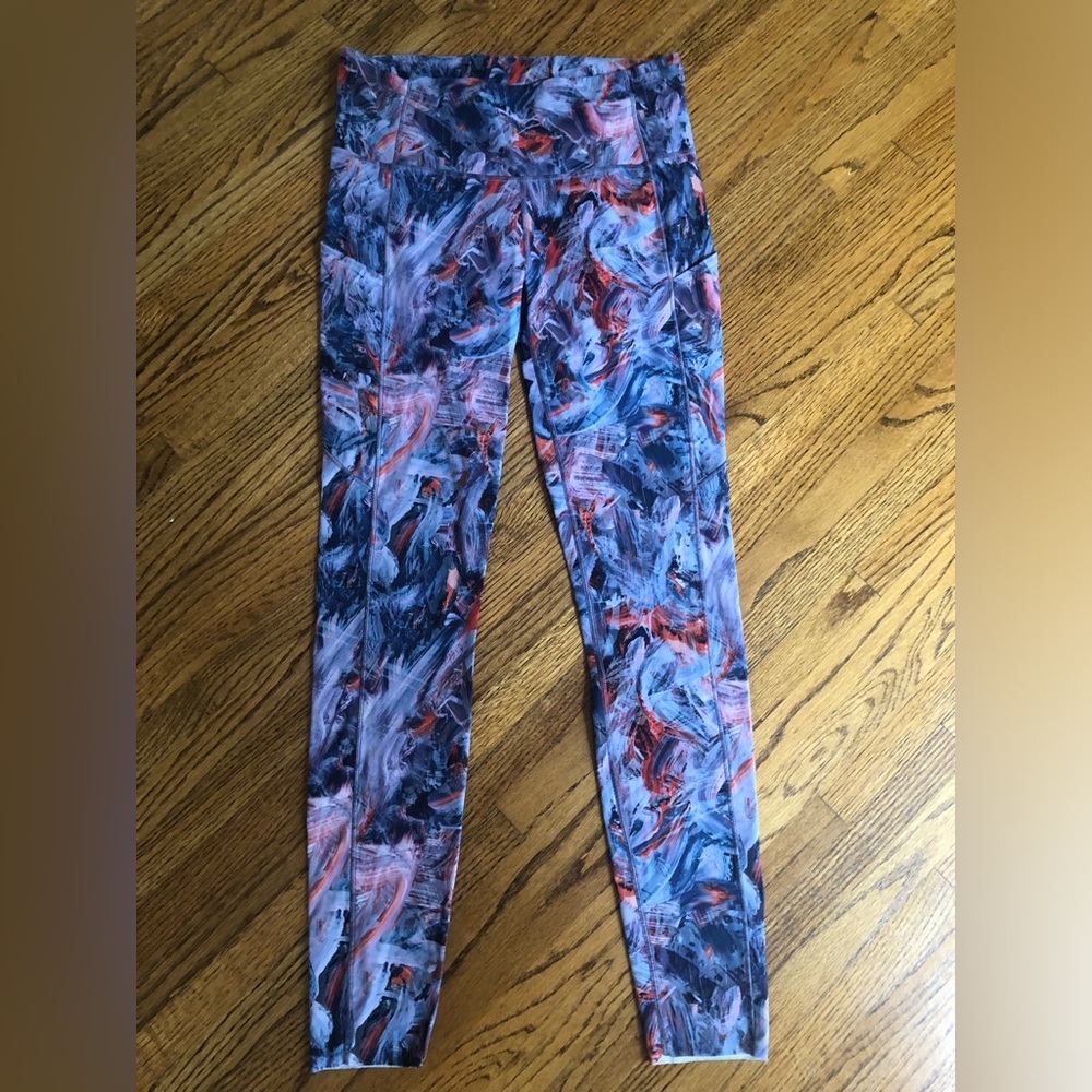 Lululemon Blue/Red/Lavender Pattern Leggings With… - image 1